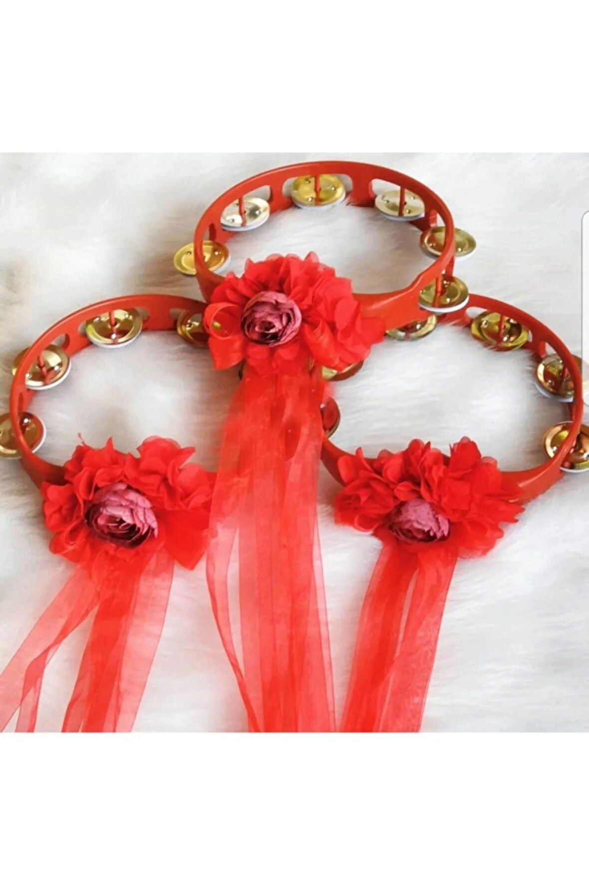3 Adet Tef Kına Gecesi Kına Malzemesi Lazer Güllü Kurdaleli Tef Kırmızı