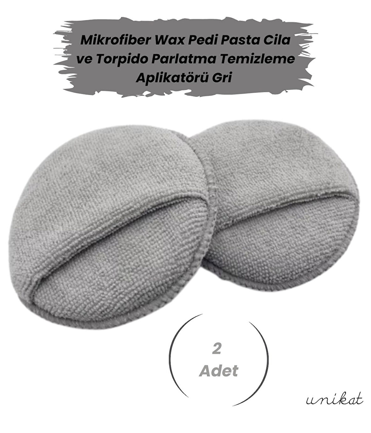 Mikrofiber Wax Pedi Pasta Cila ve Torpido Parlatma Temizleme Aplikatörü Gri 2 Adet