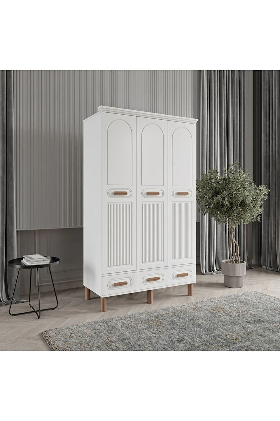 PERA 3 KAPAK BEYAZ GARDIROP