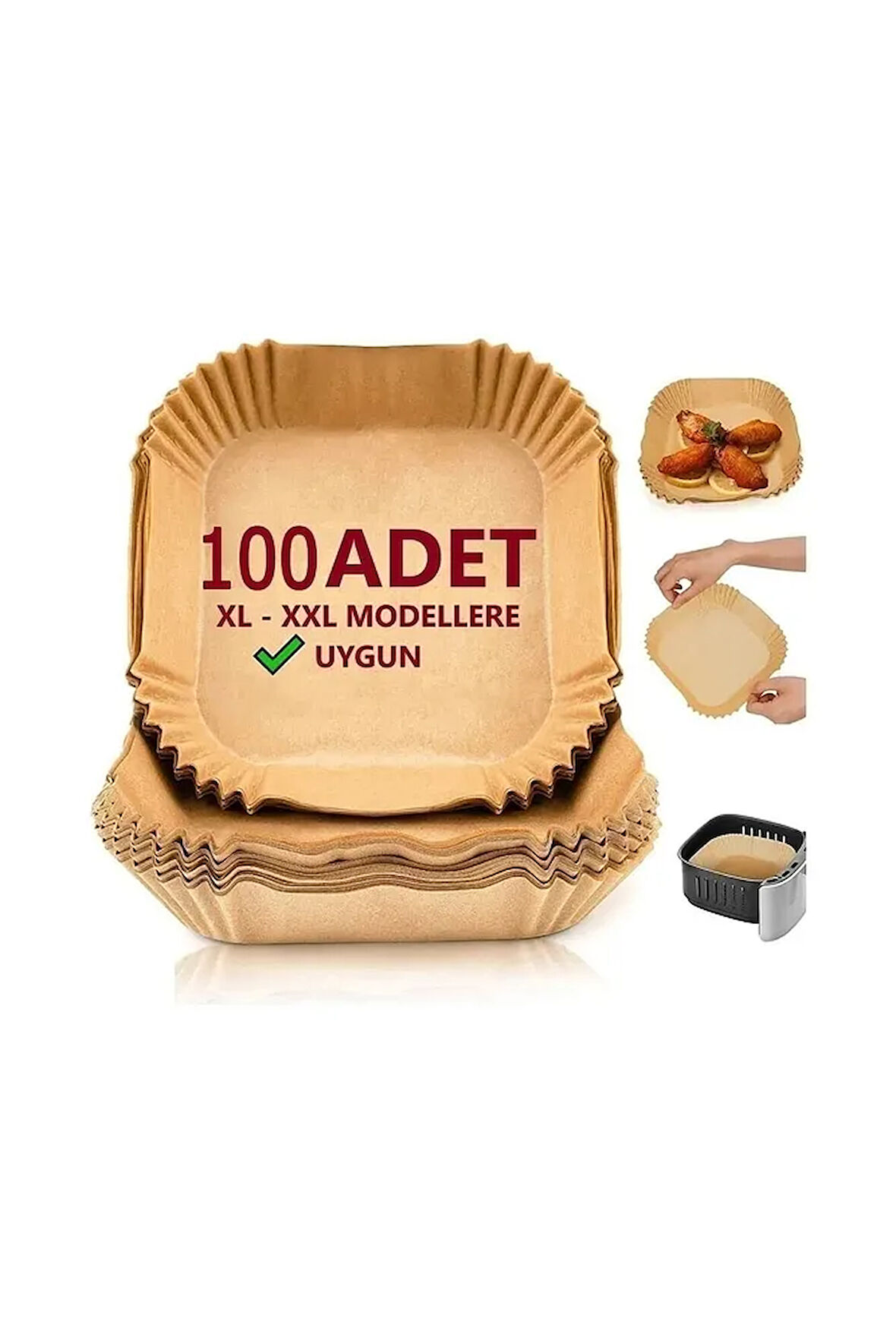 Airfryer Pişirme Kağıdı Xl-xxl-büyük Boy,100 Adet Hava Fritöz Kağıdı, 20cm