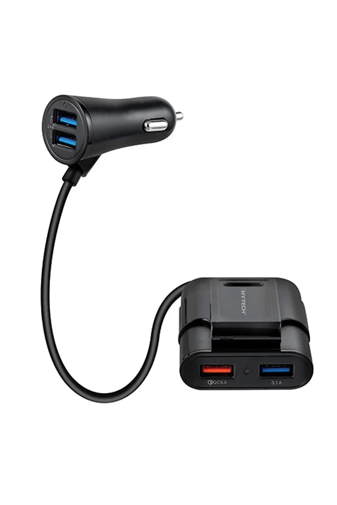 YG-Hy-xq70 7a Hızlı Şarj Arka Koltuğa Uzatılabilen 2 Usb 2 Usb Siyah Araç Şarj Cihazı