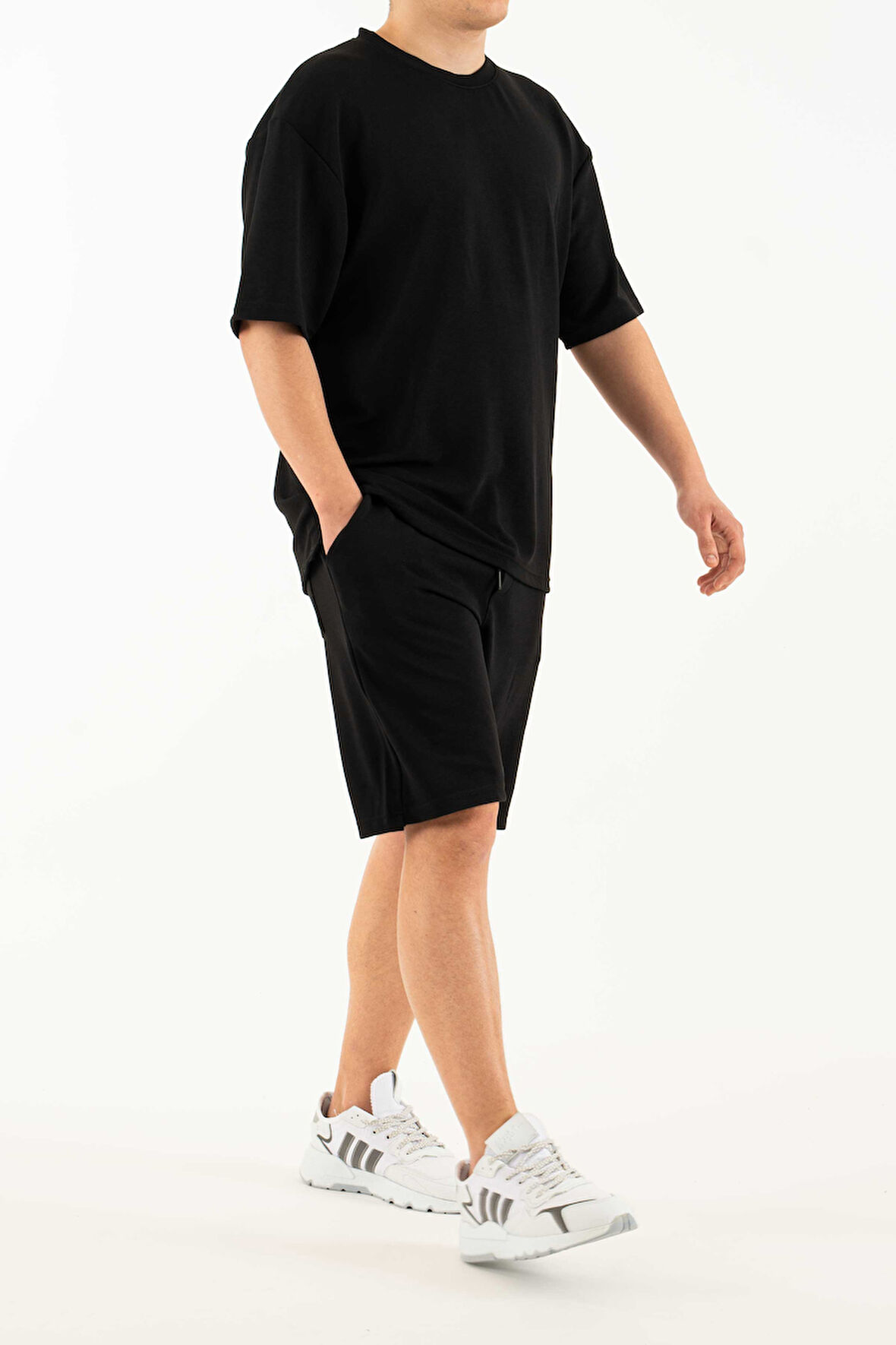 Erkek 2 li Set Cep Baskılı Oversize Comfort Rahat Kesim T-shirt  Şort Takım