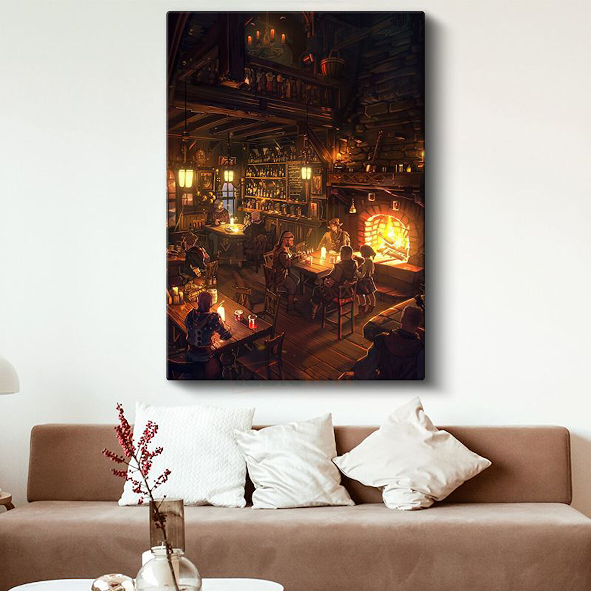 Sıcak Han - Şömine Başında Anime Kanvas Tablo