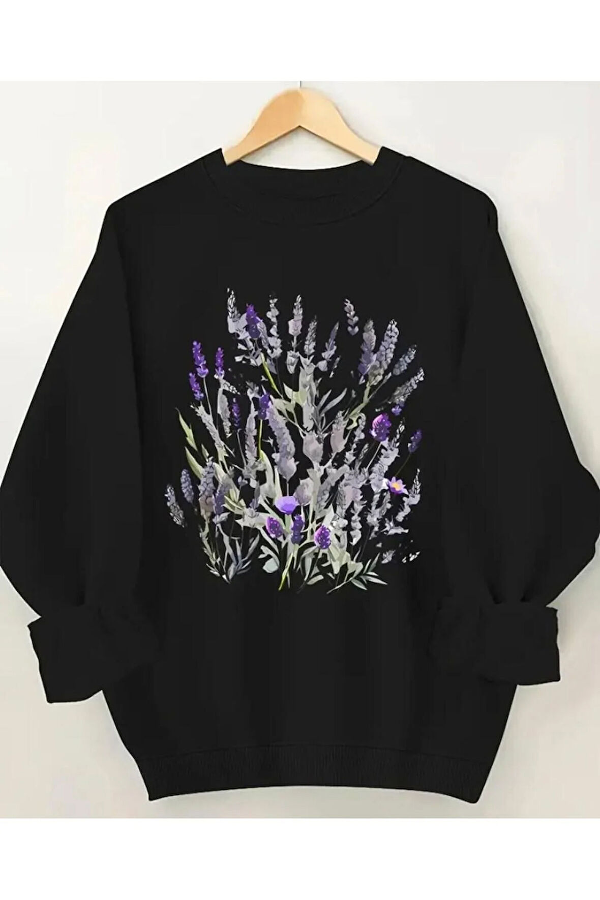 Baskılıı Bisiklet Yaka İçi Polarlı Sweatshirt