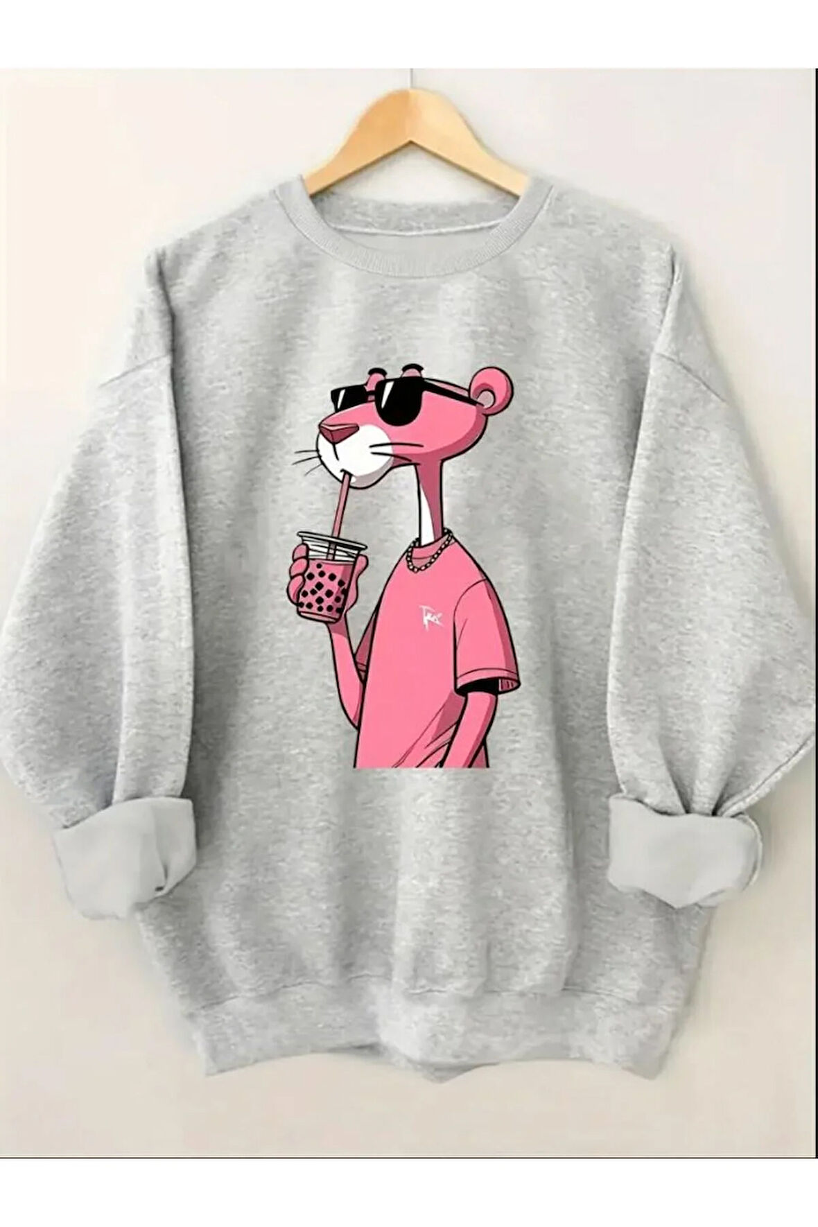 Baskılıı Bisiklet Yaka İçi Polarlı Sweatshirt