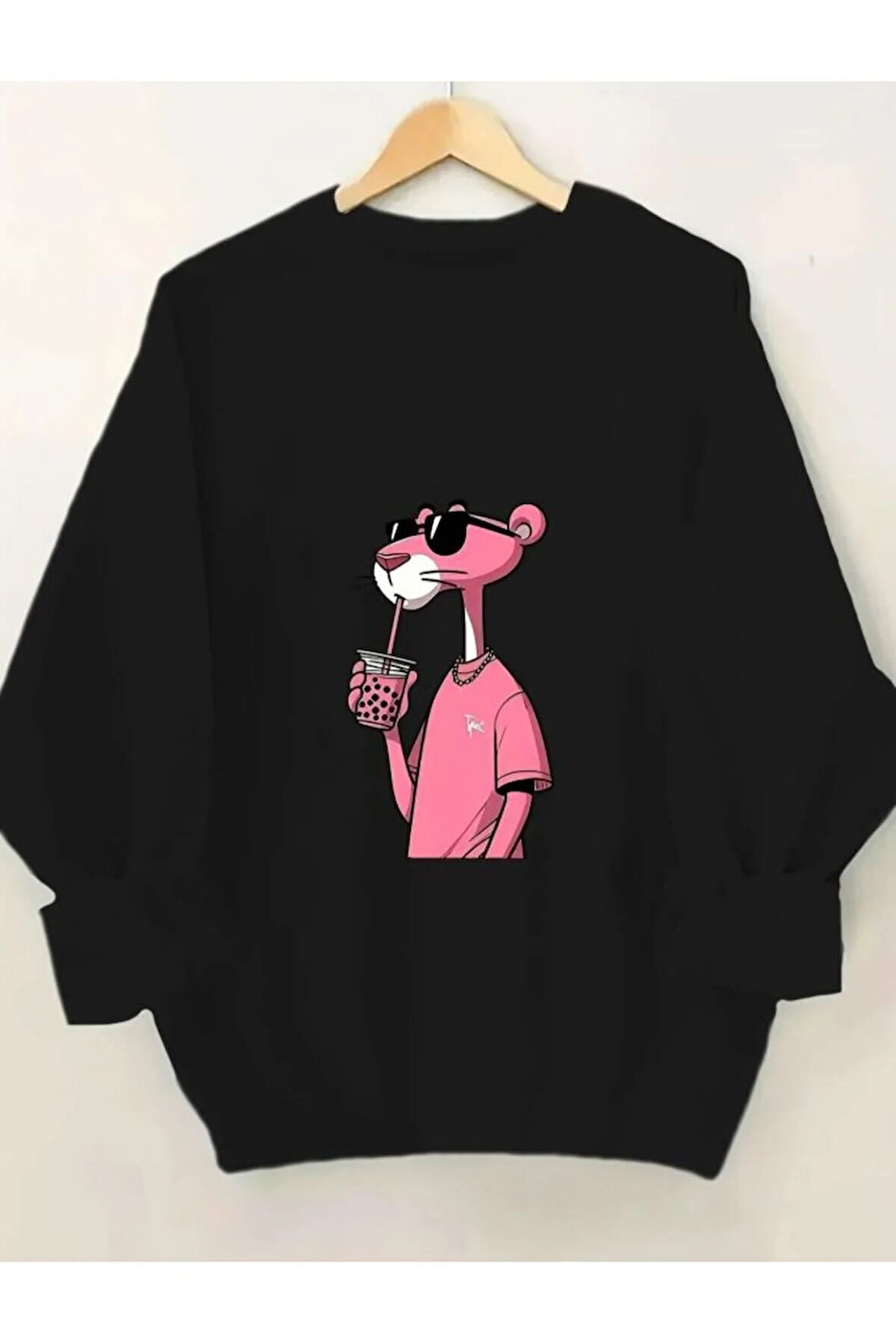 Baskılıı Bisiklet Yaka İçi Polarlı Sweatshirt
