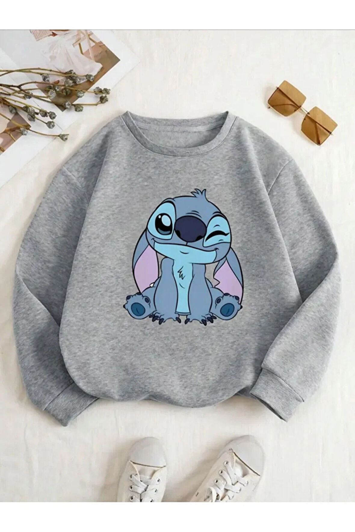 Baskılı Bisiklet Yaka İçi Polarlı Sweatshirt