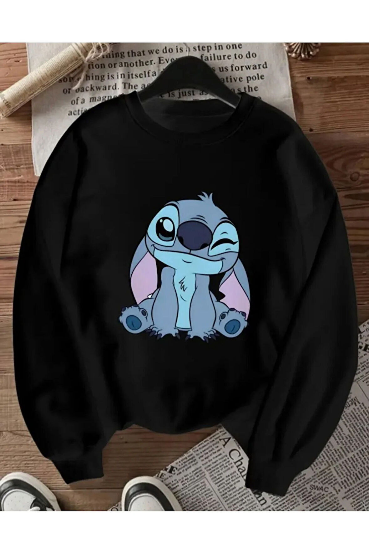 Baskılı Bisiklet Yaka İçi Polarlı Sweatshirt