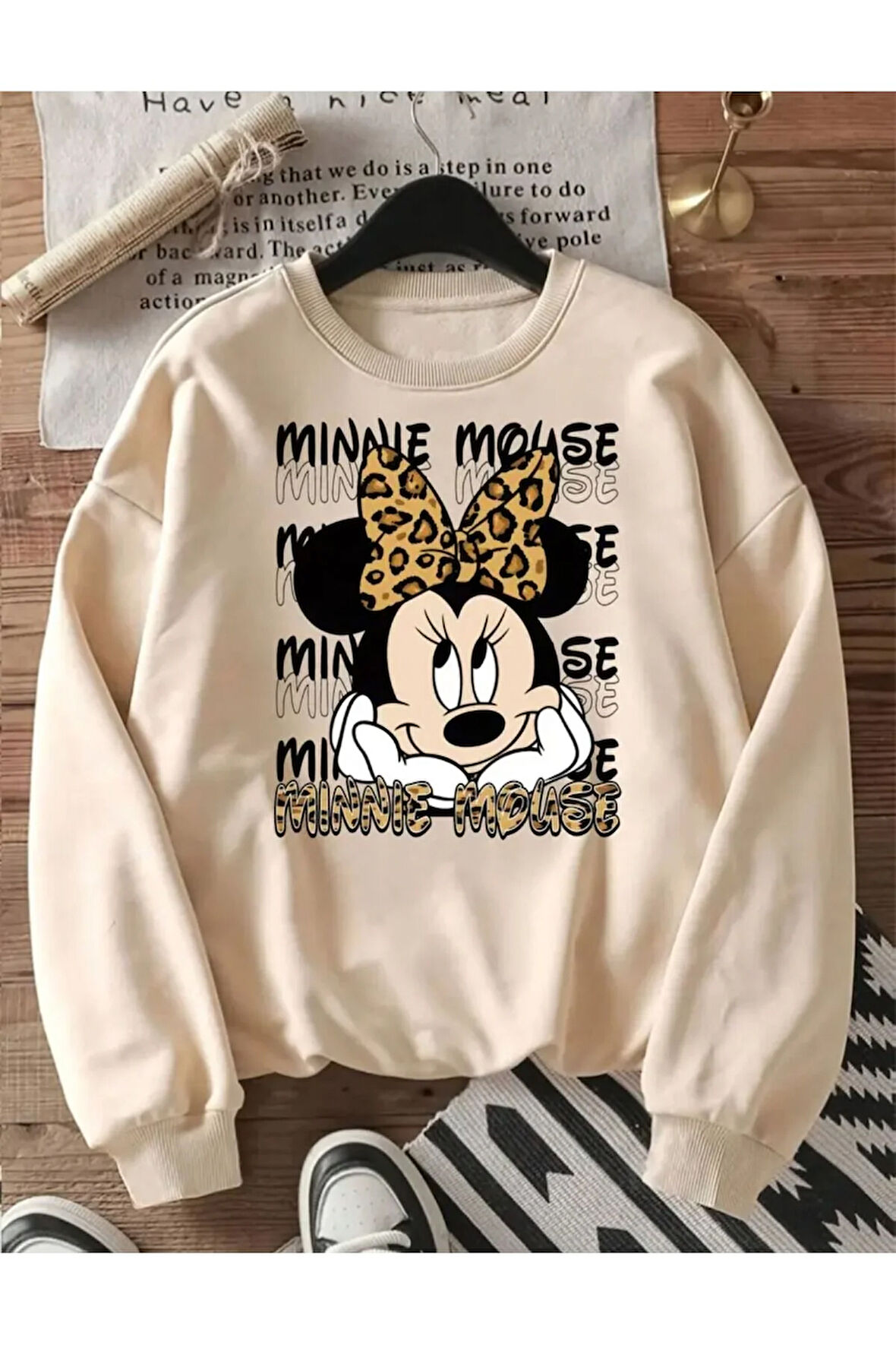 Baskılı Bisiklet Yaka İçi Polarlı Sweatshirt