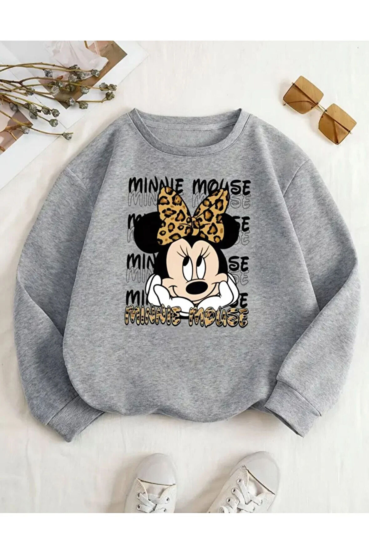 Baskılı Bisiklet Yaka İçi Polarlı Sweatshirt