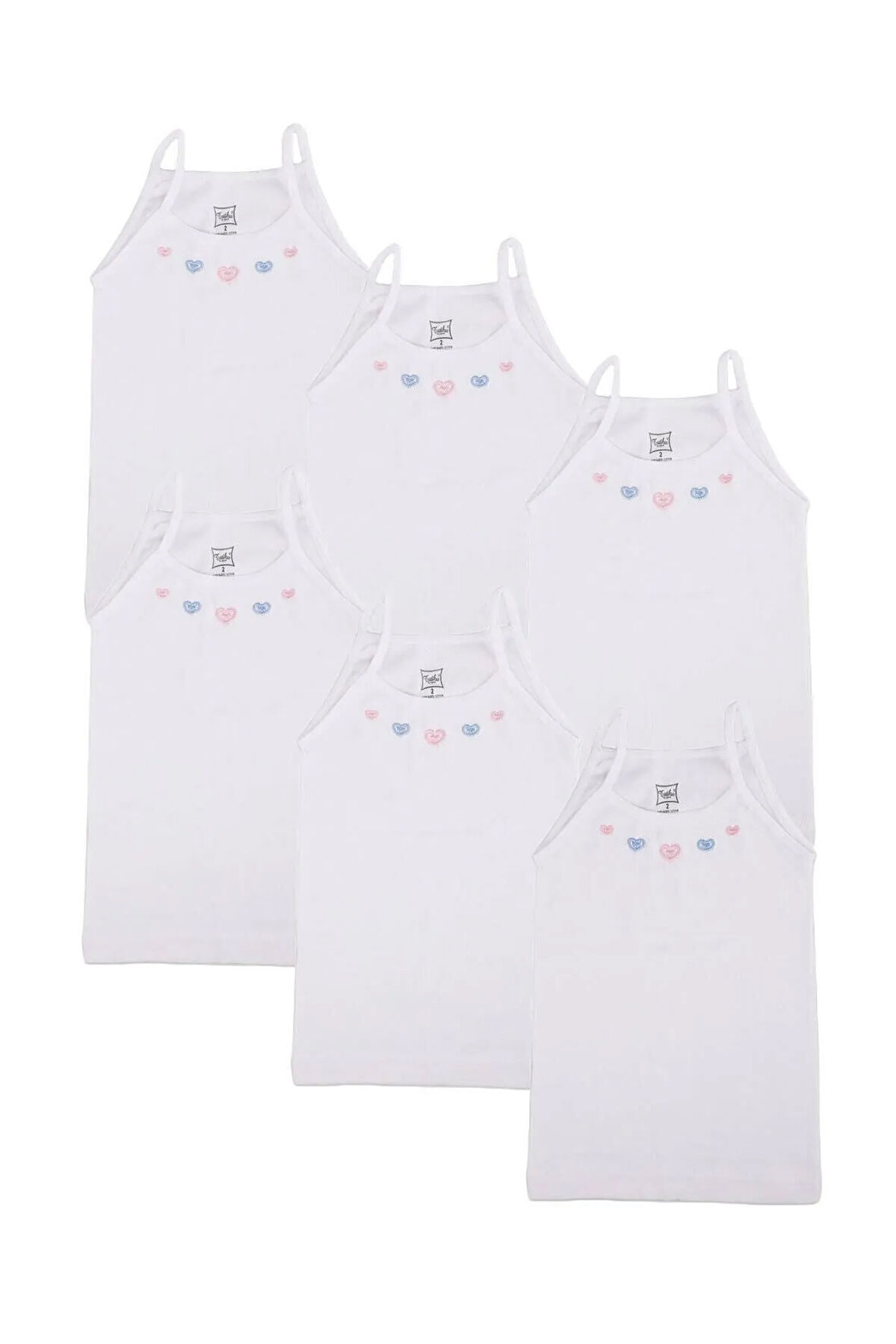 Kız Çocuk Atlet Ip Askılı Işlemeli Ribana 0165 6'lı Paket