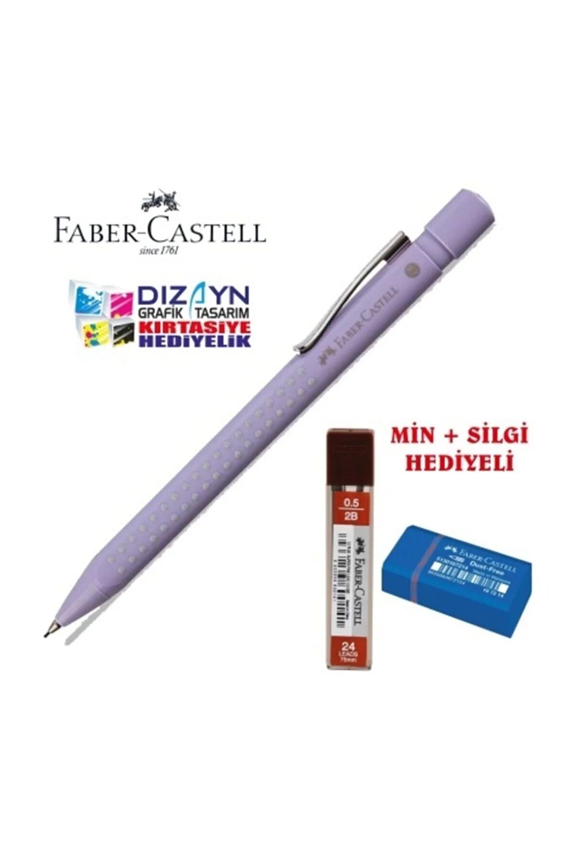 Faber 2010 Versatil 0,5 + Min Silgi Hediyeli Pastel Mor Lila