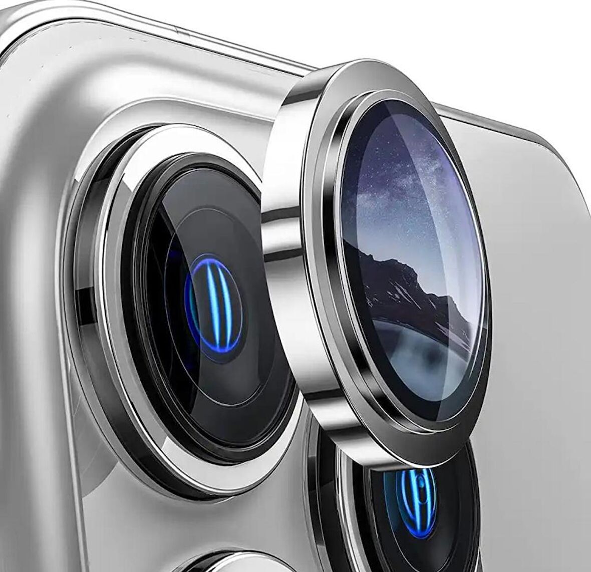 Iphone 15 Pro / Iphone 15 Pro Max Kamera Koruyucu Lens Safir Titanium Temperli Cam