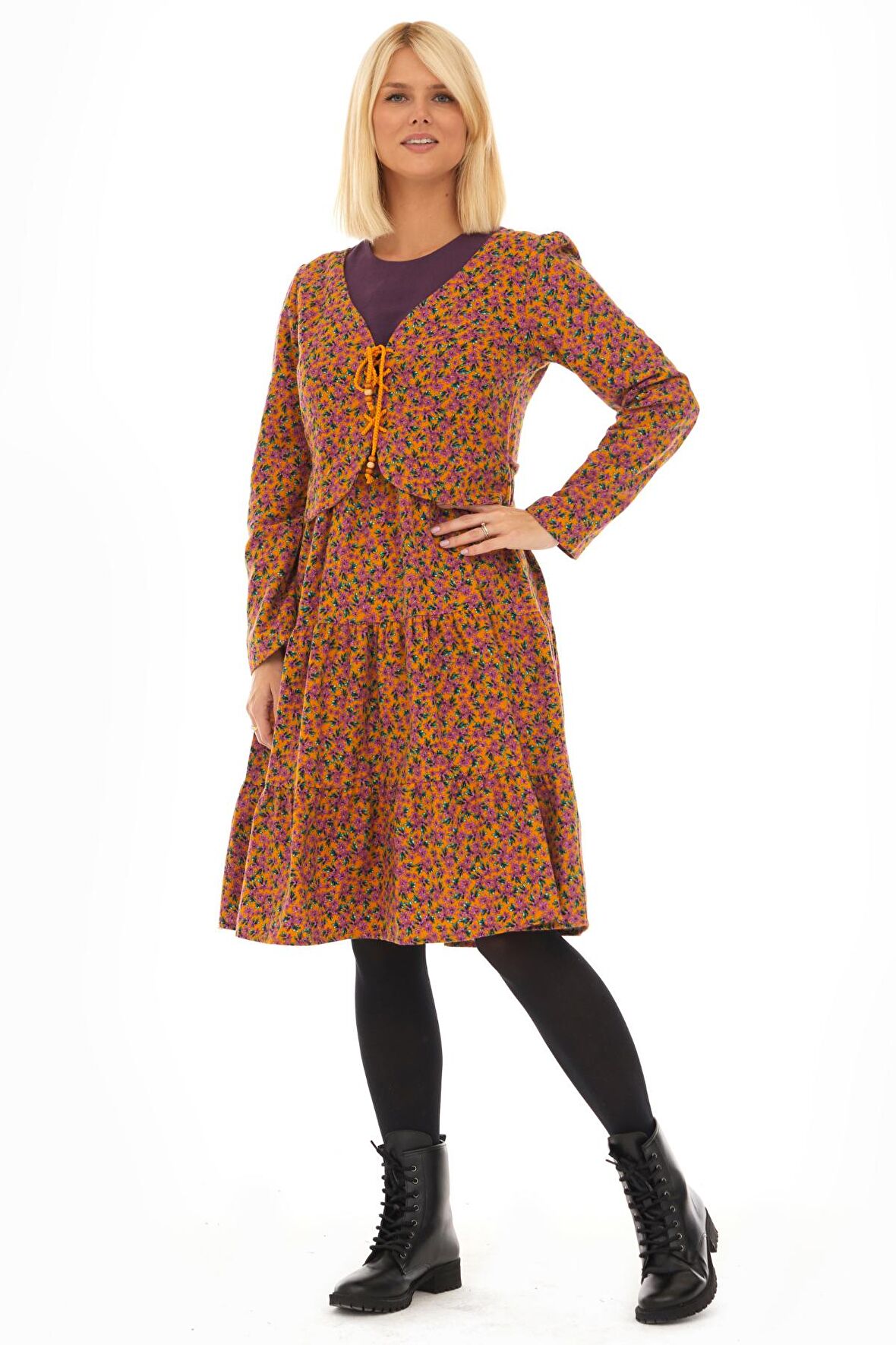 Pazen Hardal Ceketli Sonbahar Kış Elbise