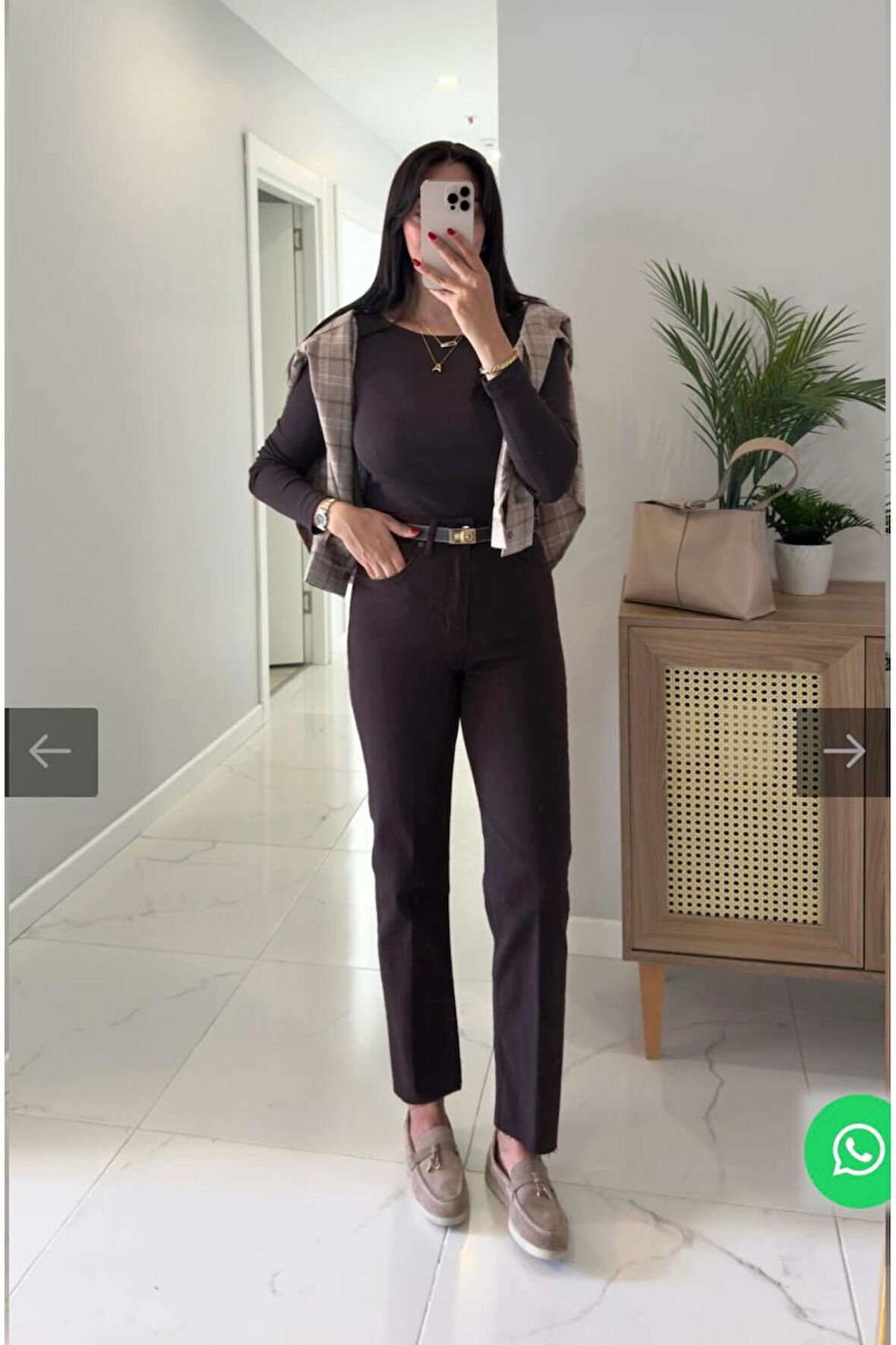 Acı Kahve Kesik Paça Boy Fit Kadın Jean Pantolon