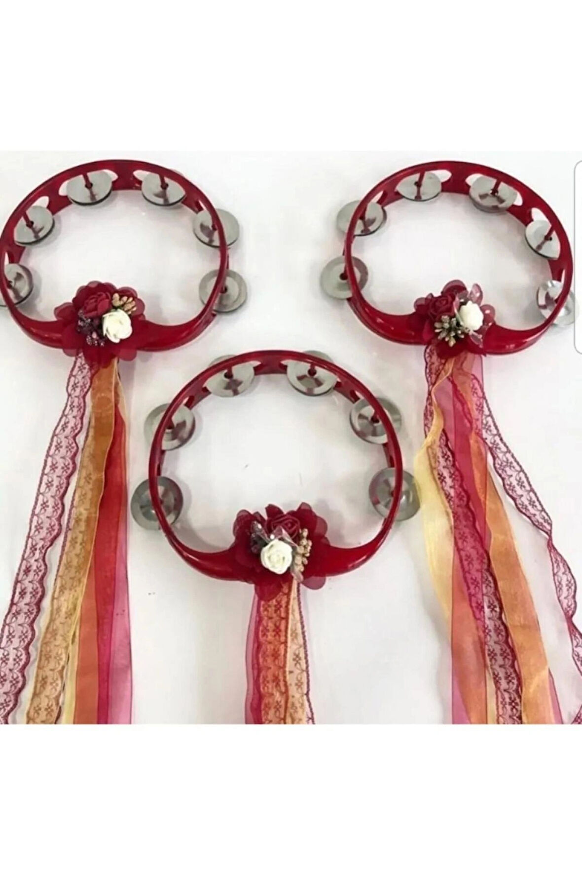 3 Adet Tef Kına Gecesi Kına Malzemesi Lazer Güllü Kurdaleli Tef Bordo