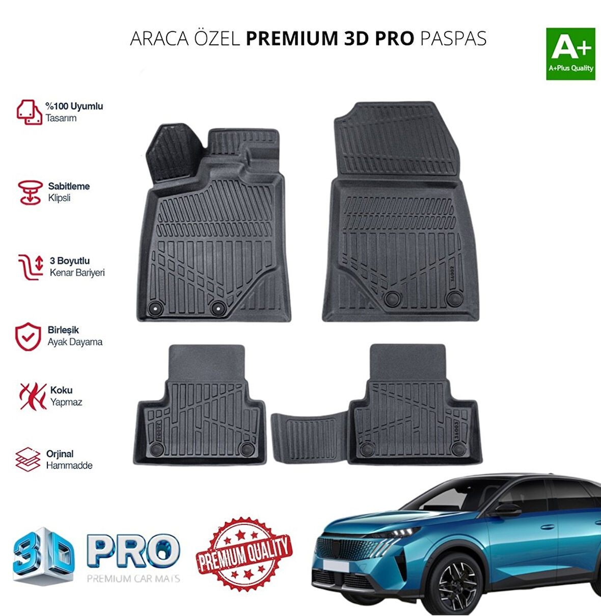 PEUGEOT 3008 HYBRİD ARACA ÖZEL 3D PASPAS 2024 2025 2026
