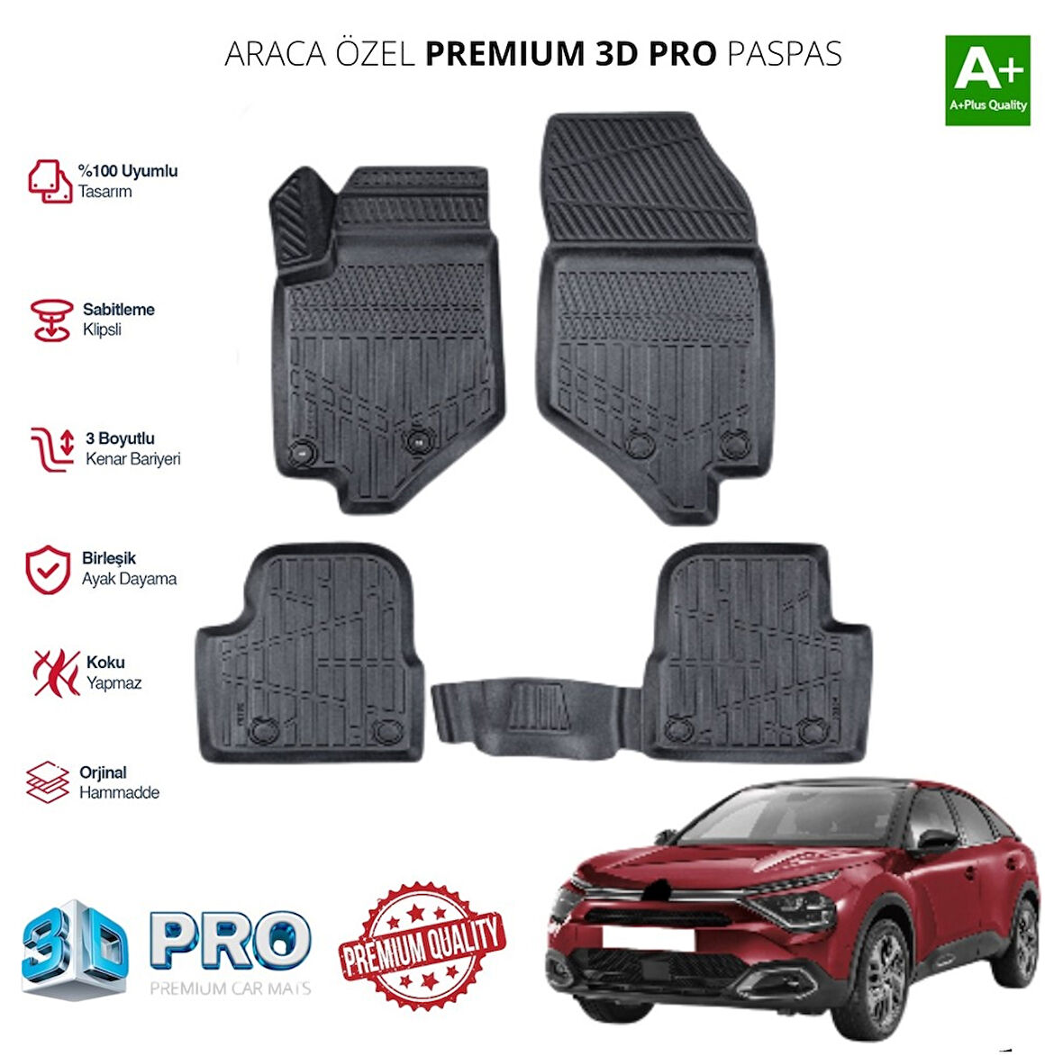 CİTROEN C4X ARACA ÖZEL 3D PASPAS 2022 2023 2024 2025