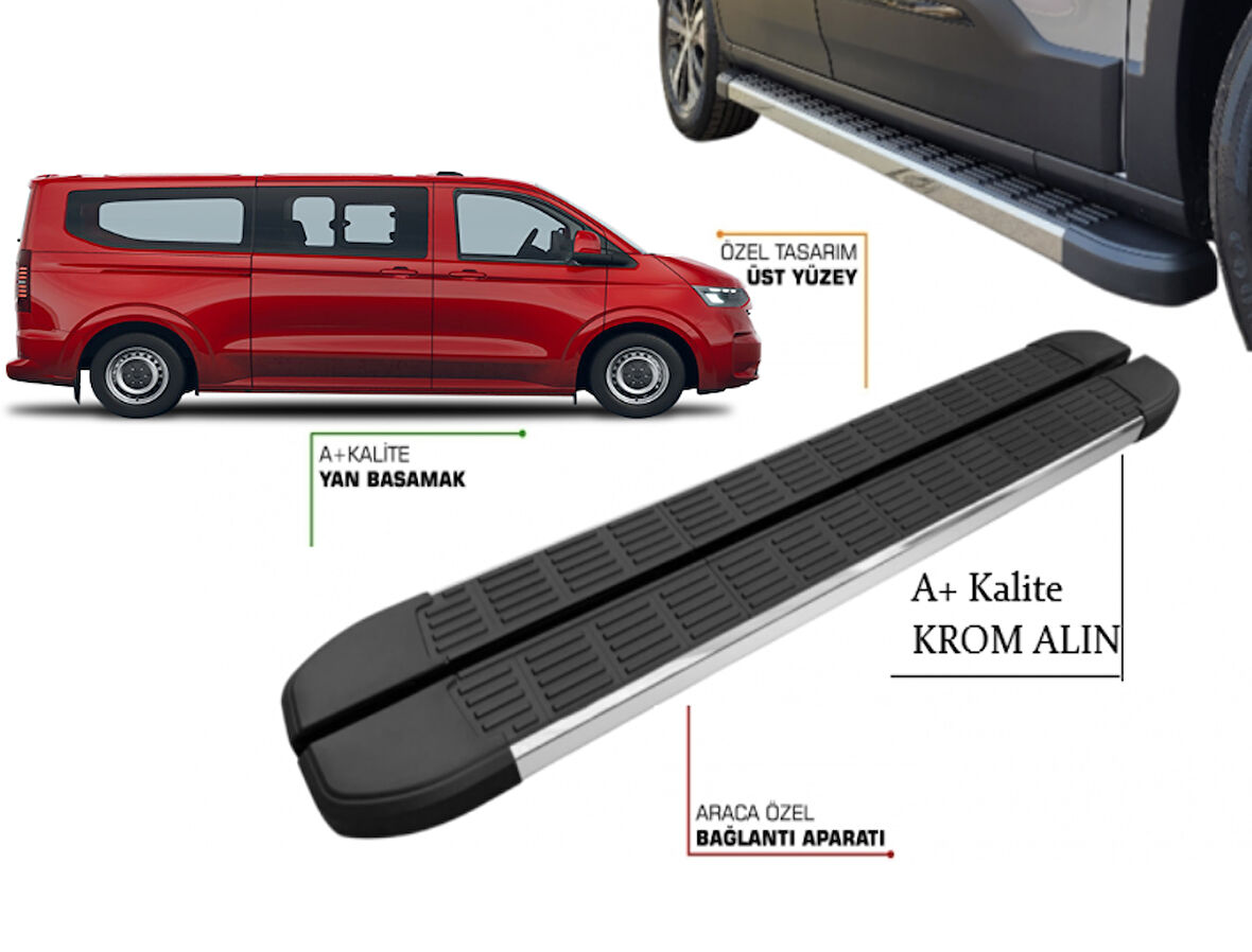 TRANSPORTER T7 KOMBİ UZUN ŞASE YAN BASAMAK 2025 2026 2027 KROM