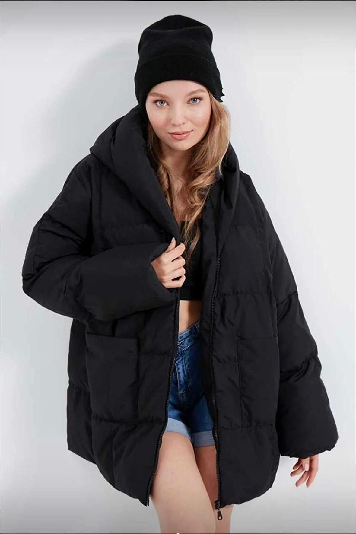 Kadın Oversize Yarasa Şişme Puffer Mont