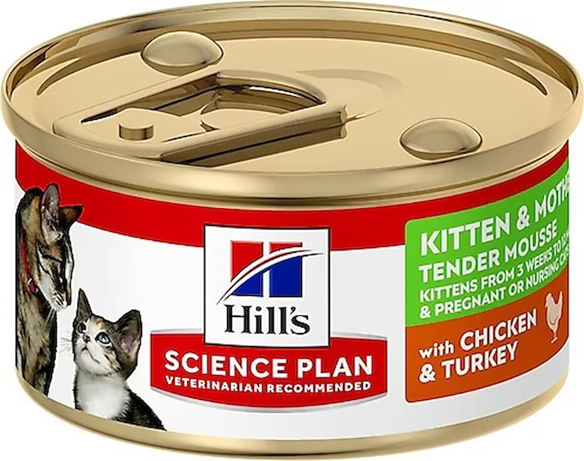 Hills Kitten and Mother Mousse Yavru ve anne kedi konservesi 85 gr x 6 Adet