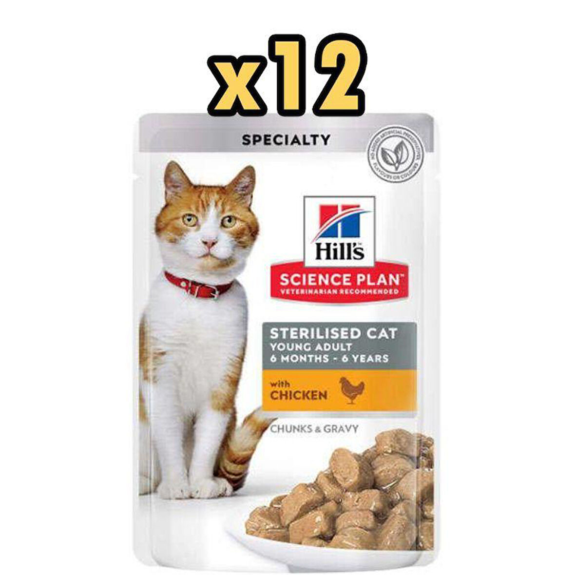 Hills Tender Chunks In Gravy Tavuklu Kısırlaştırılmış Kedi Yaş Maması 85 Gr X 12 Adet