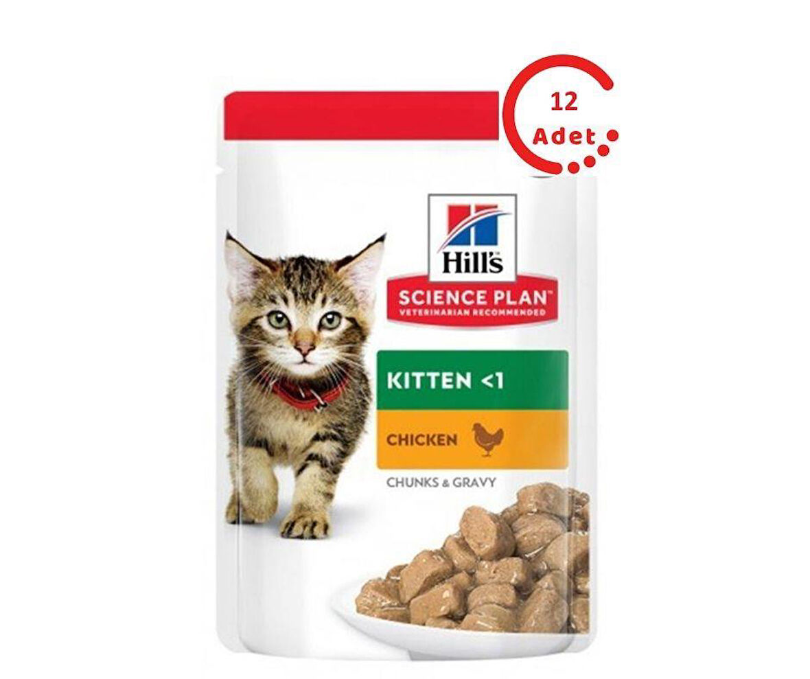 Hills Chunks In Gravy Kitten TavukLu Yavru Kedi Konservesi 85 Gr x 12 Adet