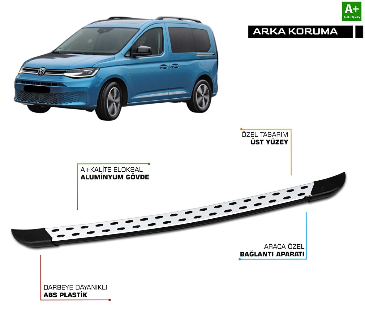 VW Caddy 4 TrimLine Gri Arka Koruma 2020 2021 2022 2023 2024 2025 2026 2027