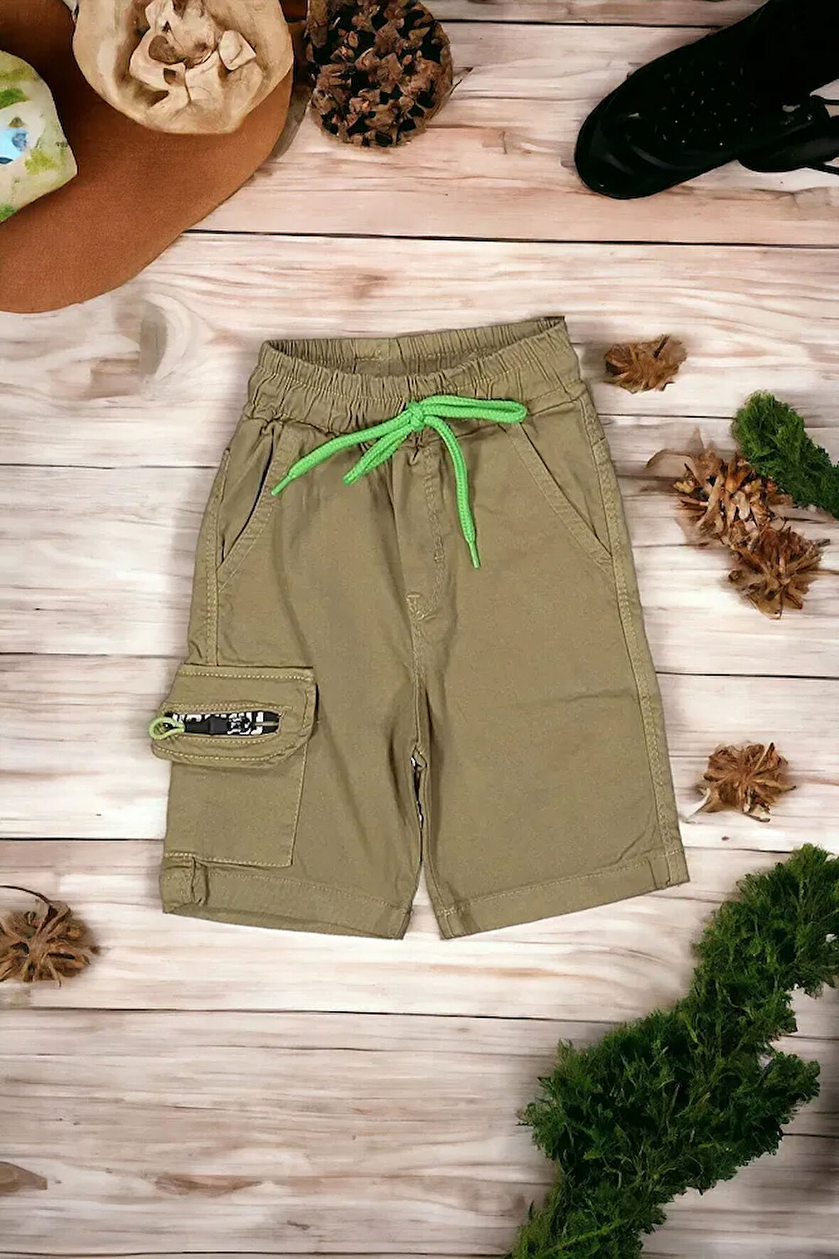 Erkek Çocuk Kargo Cep Keten Şort