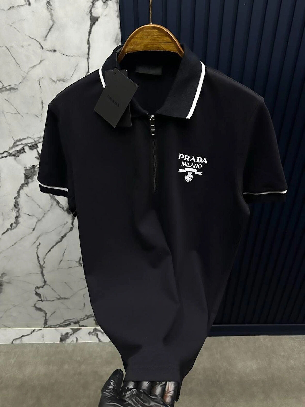 Fermuarlı Tshirt -Siyah
