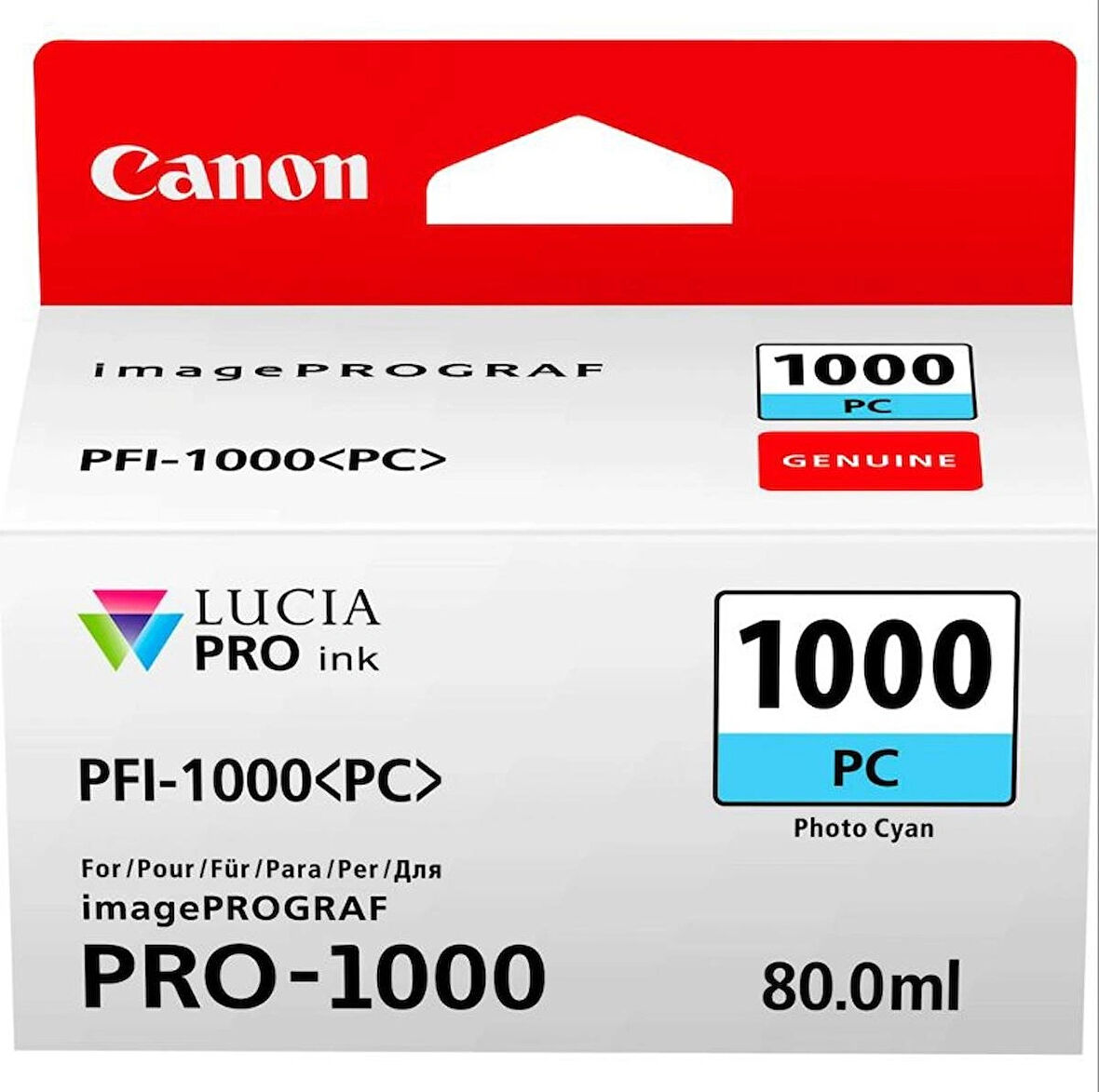 Plotter Sarf® Canon PFI-1000 PC (Photo Cyan) Fotoğraf Mavi A2 Yazıcı Orijinal Mürekkep Kartuş 80 ml. (0550C001)