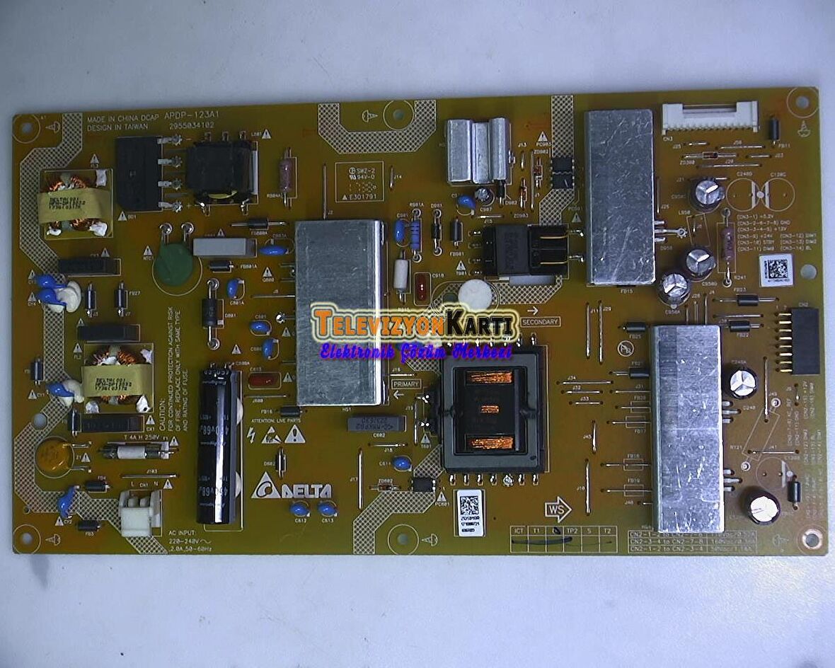 Grundig 43VLE6565 BL Power Board , APDP-123A1 , ZQS910R , 2955034102 , T430HWN01.3