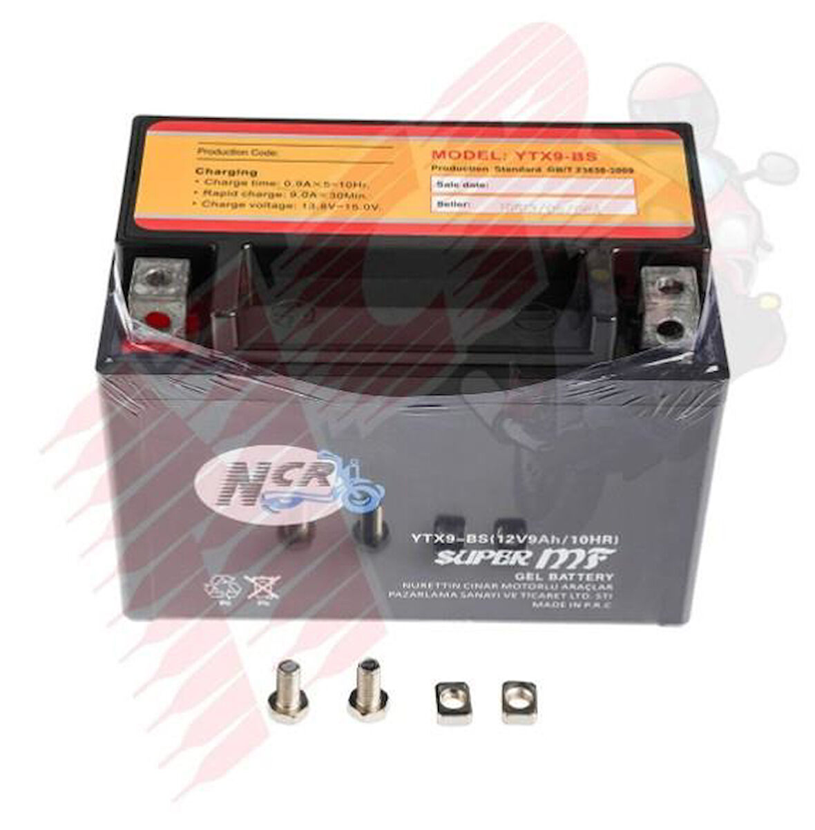 NCR AKÜ 12V / 9 AH Maxi Scooter - Yatık Akü - NS 200