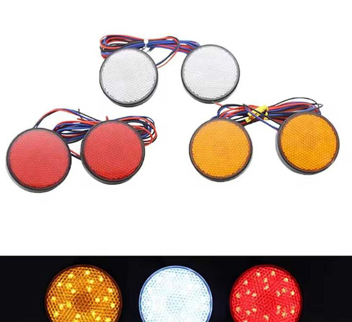 Yuvarlak Led Aydınlatma 2 Li set - Kırmızı - Beyaz - Sarı Seçiniz.