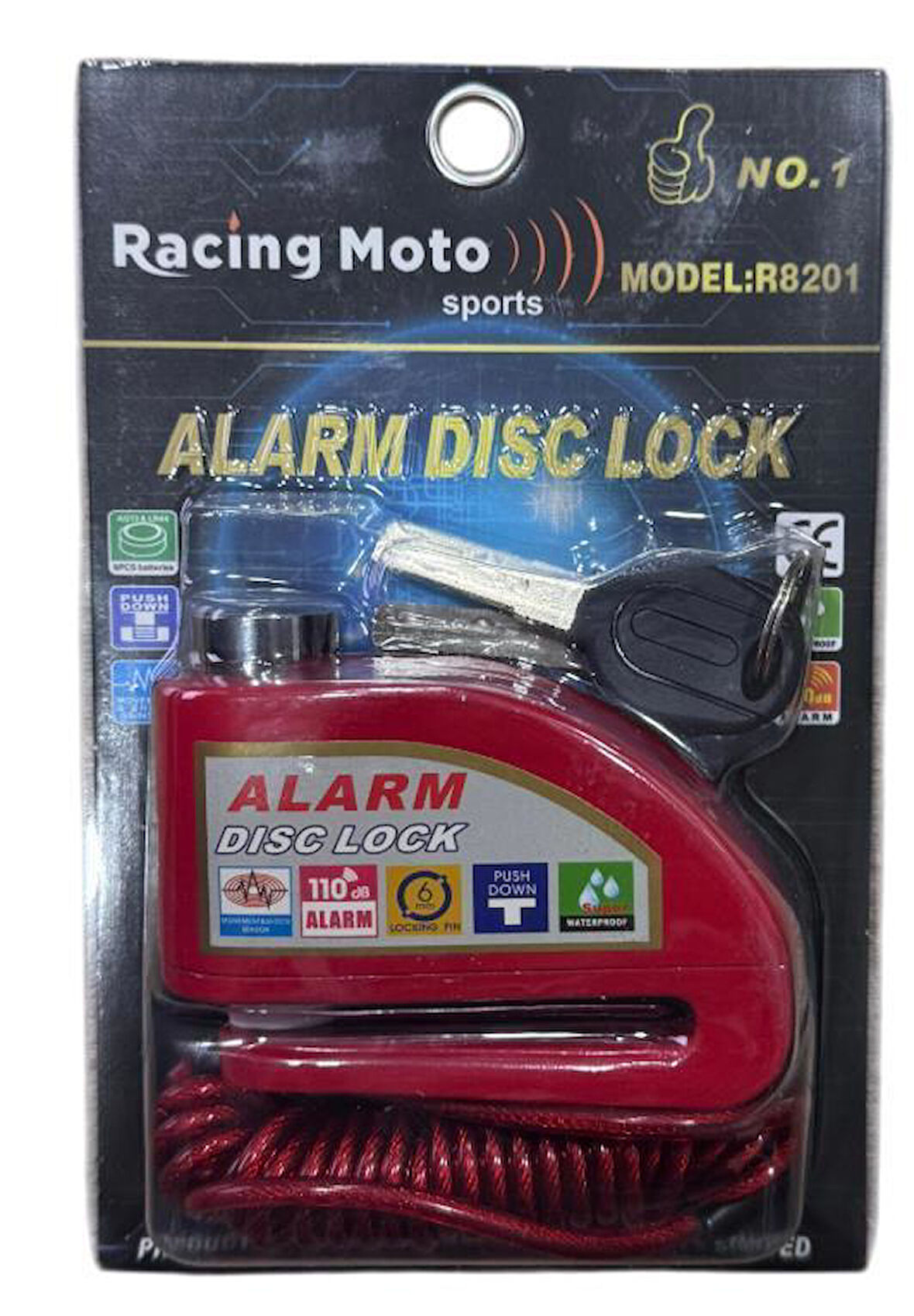 Disk Kilidi Kırmızı - Alarmlı - Hatırlatıcı Kablolu