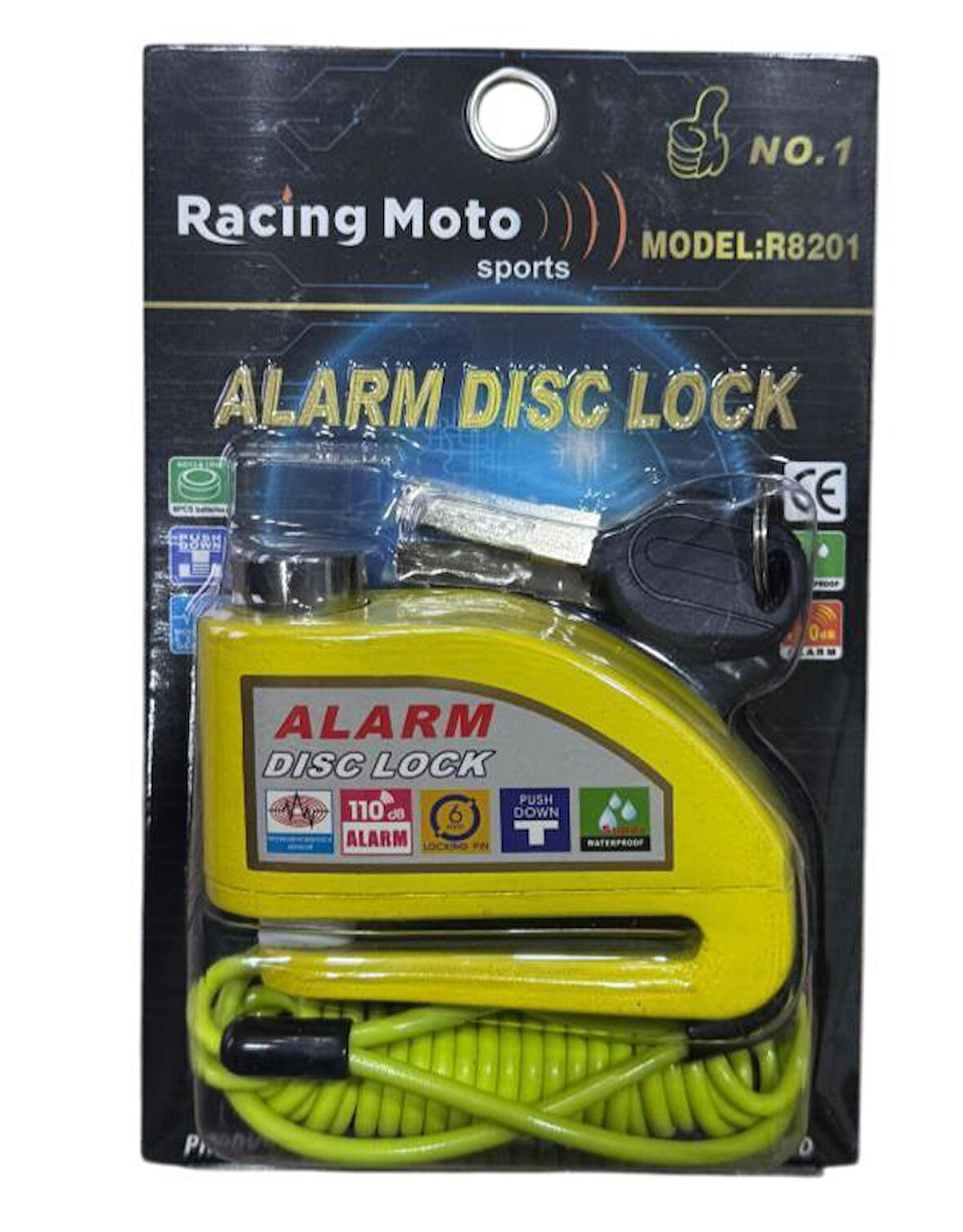 Disk Kilidi Sarı - Alarmlı - Hatırlatıcı Kablolu