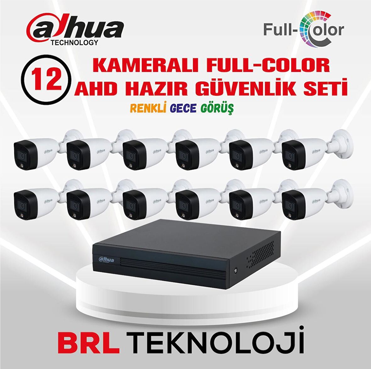 Dahua 12 Kameralı Renkli Gece Görüşlü Full HD Güvenlik Kamera Seti