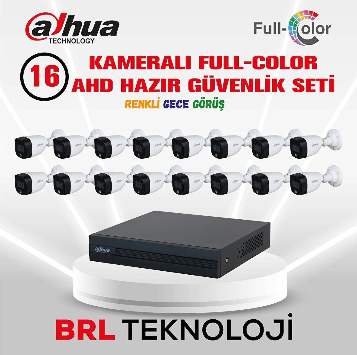 Dahua 16 Kameralı Renkli Gece Görüşlü Full HD Güvenlik Kamera Seti