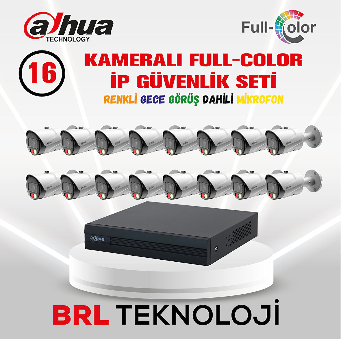 Dahua 16 Kameralı Full Color İp Güvenlik Kamera Seti