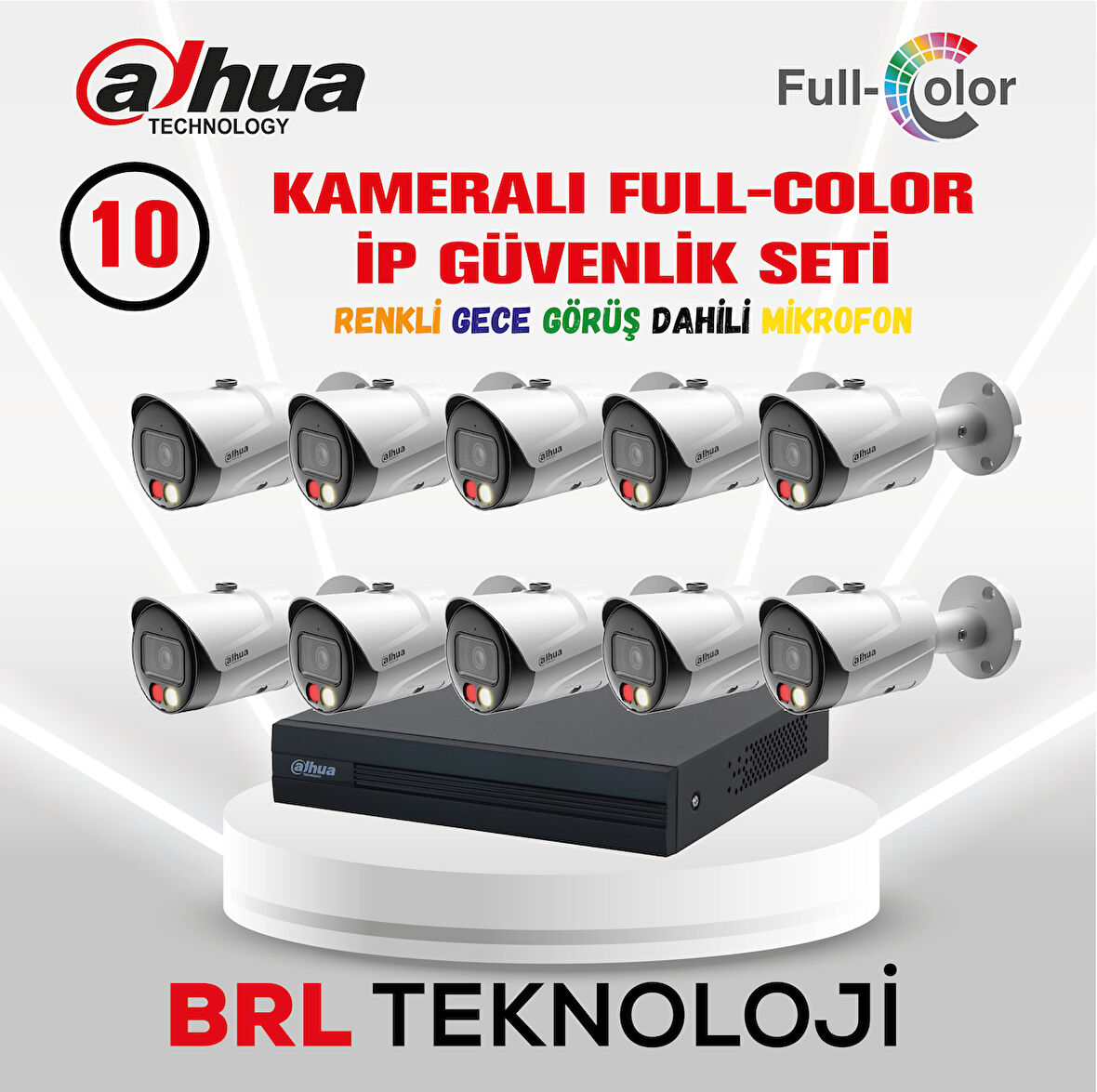 Dahua 10 Kameralı Full Color İp Güvenlik Kamera Seti