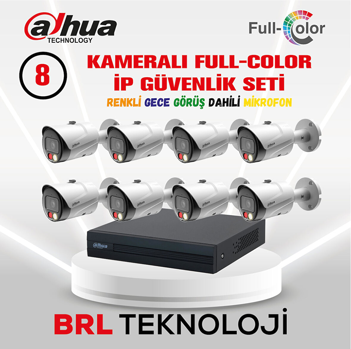 Dahua 8 Kameralı Full Color İp Güvenlik Kamera Seti