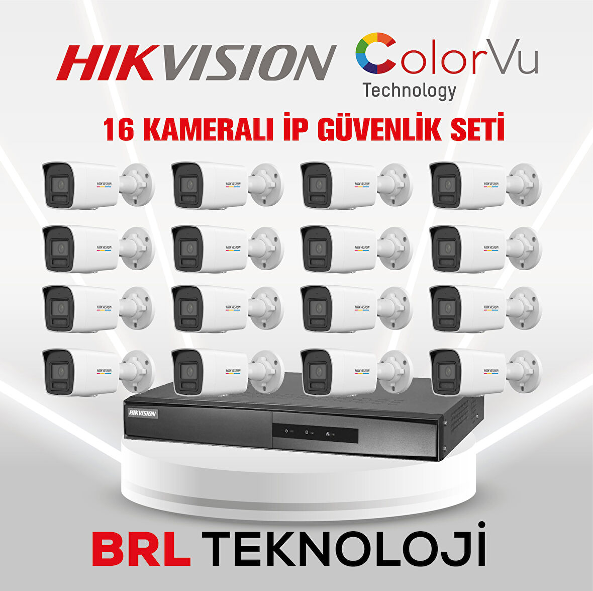 Hikvision 16 Kameralı 4 Mp ColorVu İp Güvenlik Kamera Seti DS-2CD1047G2H-LIUF (Dahili Mikrofonlu)