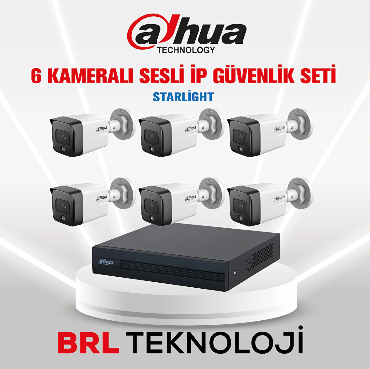 Dahua 6 Kameralı 2 Mp Sesli İp Güvenlik Kamera Seti IPC-HFW1230TC1-SA