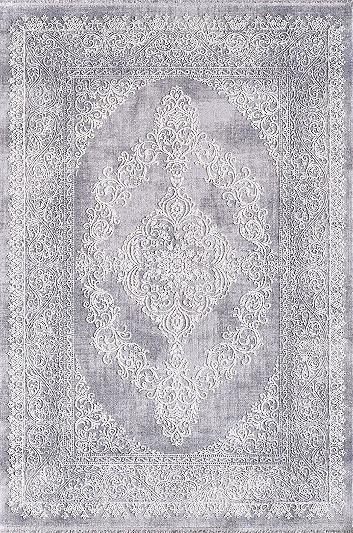 Artemis Halı 05860D Gri Krem Klasik Göbekli Halı