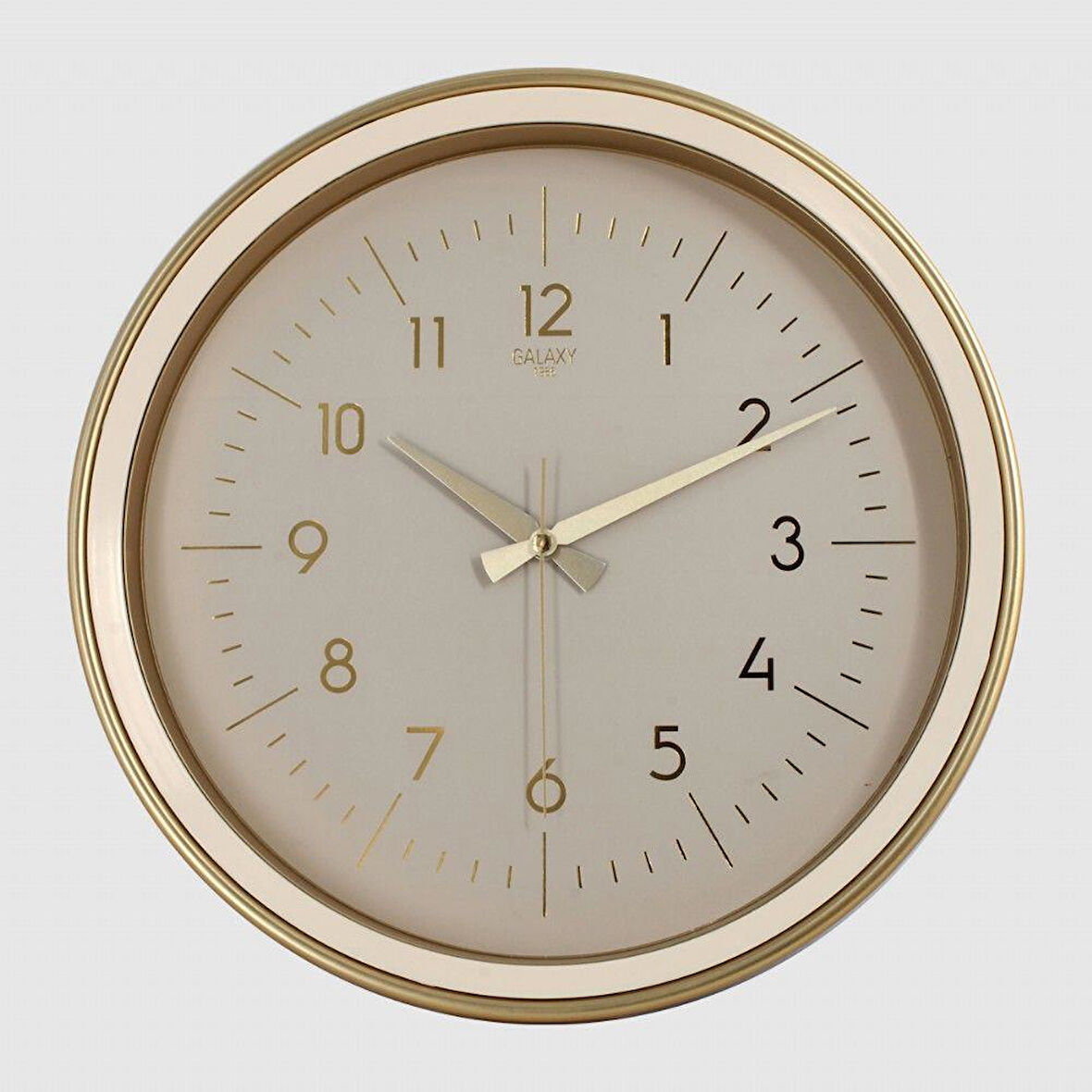 Dekoratif Duvar Saati Krem/Gold Renk Çerçeve 36 CM