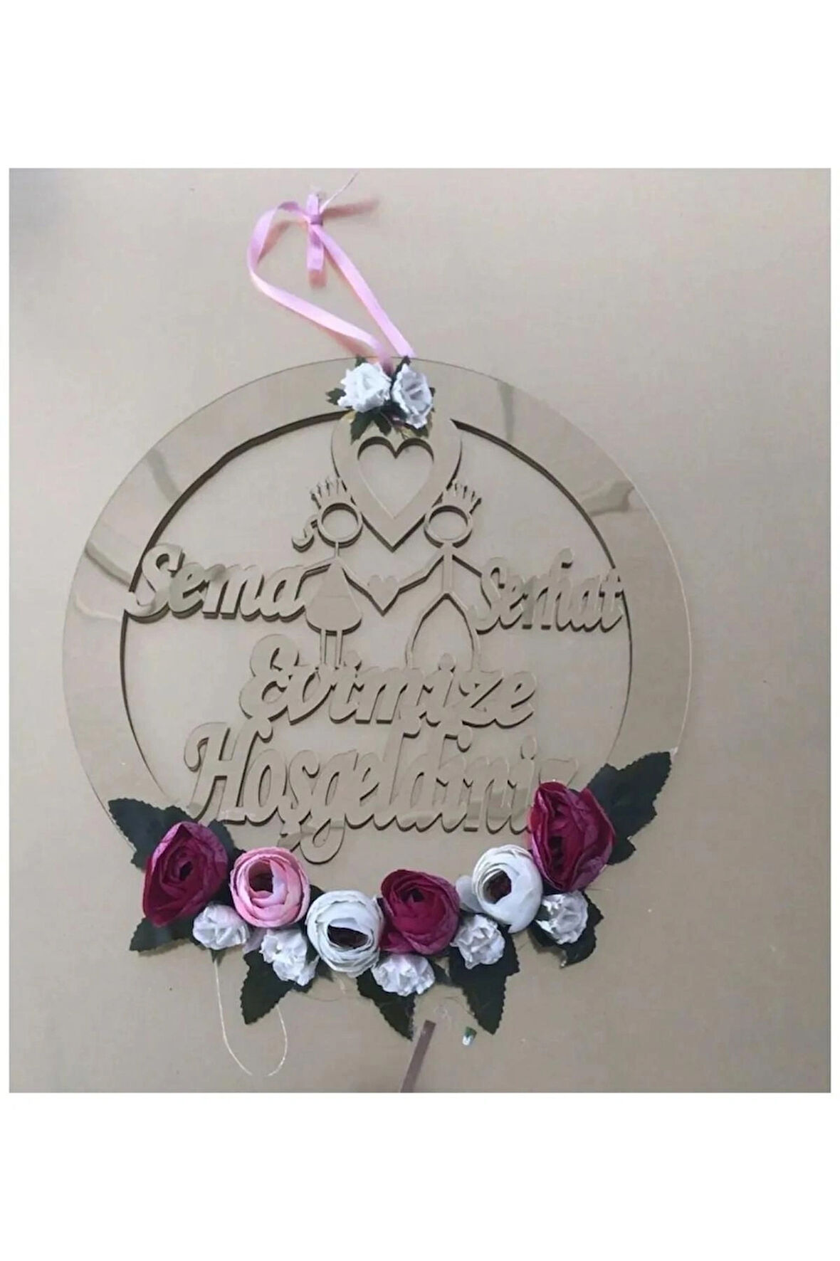 Özel Pleksi Kapı Süsü Çiçekli Model 30 Cm