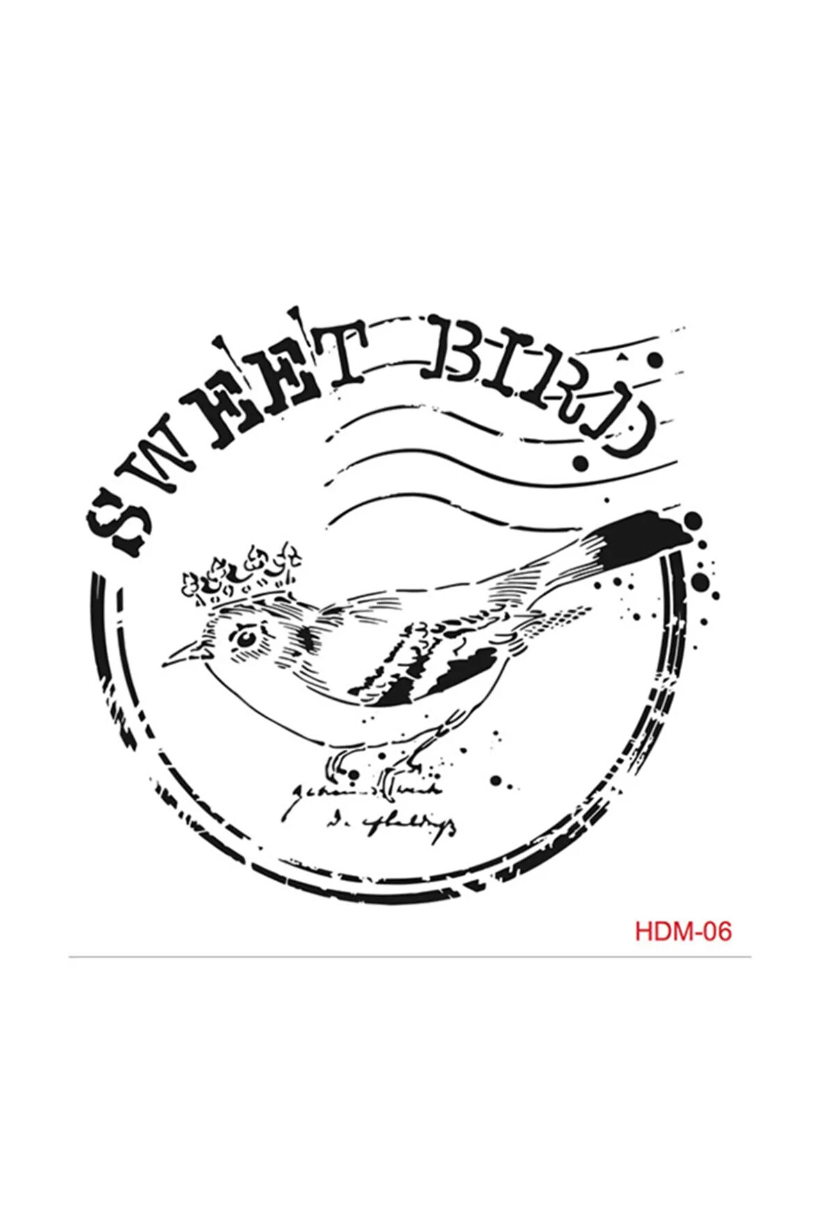 Kuş Temalı Home Dekor Midi Stencil 25x25