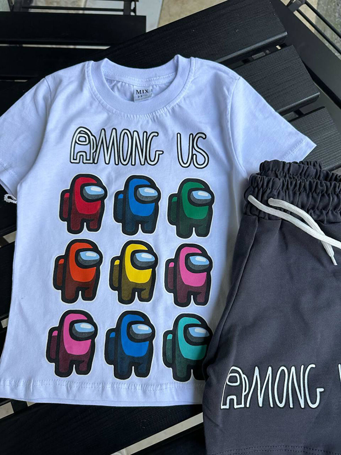 Cg Kids Among Us Karakteri Süper Kalite Kumaş Al Üst Kız Çocuk & Erkek Çocuk Şortlu Takım