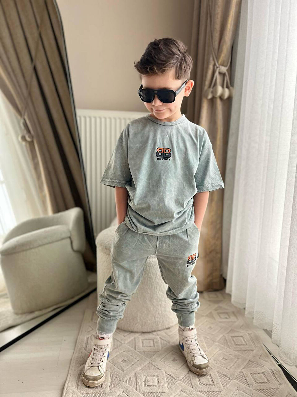 Cg Kids Eksitme Yeşil Enjeksiyon Baskı Bb Basic Alt Eksitme Eşfoman Ince Cep Detay Erkek Çocuk Alt Üst Takım