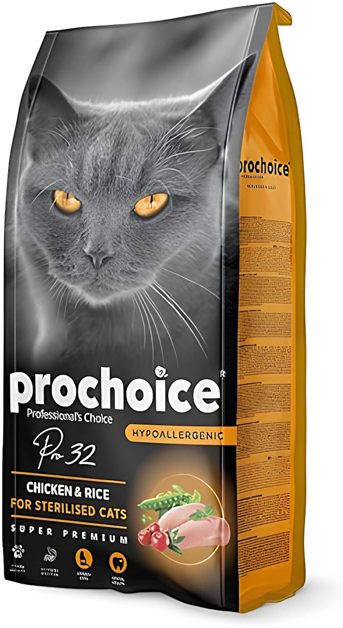 Pro Choice 32 Tavuklu ve Pirinçli Düşük Tahıllı Kısırlaştırılmış Kedi Maması 15 kg